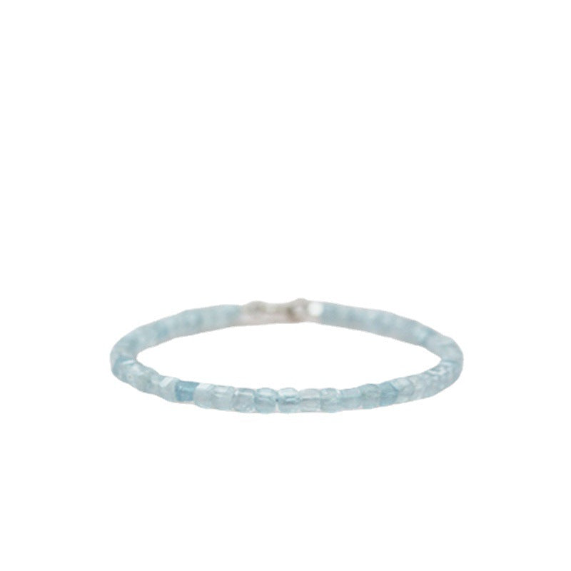 Bracelet aigue-marine en perles de sucre en cristal naturel pour femme