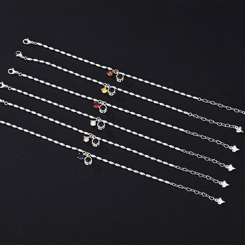 Bracelet ovale personnalisé avec initiale et pierre de naissance