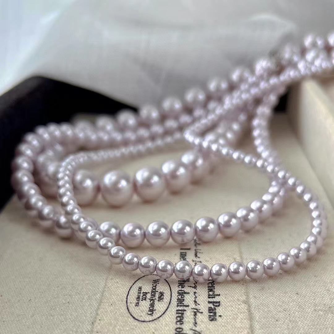Vintage Artificial Pearl Necklace Large Millet Pearl Manta Rose Style for Women