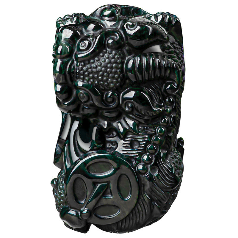 Black Green Jade Pixiu Pendant – Symbol of Wealth and Protection