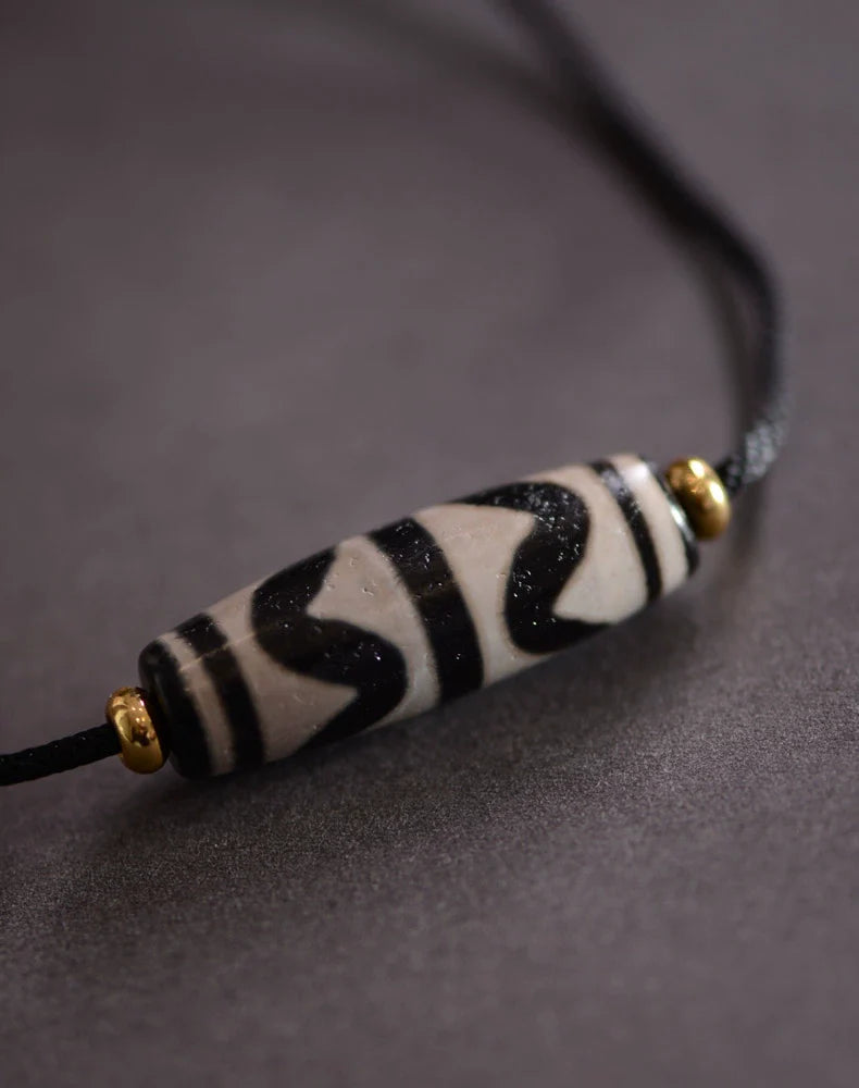 Tibetan Nine-Eyed Beads Pendant Unisex Dzi Beads Necklace