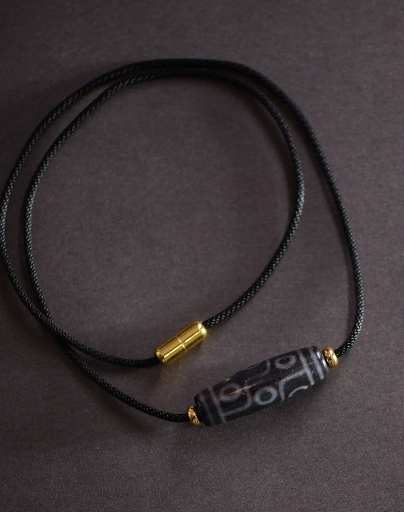Tibetan Nine-Eyed Beads Pendant Unisex Dzi Beads Necklace
