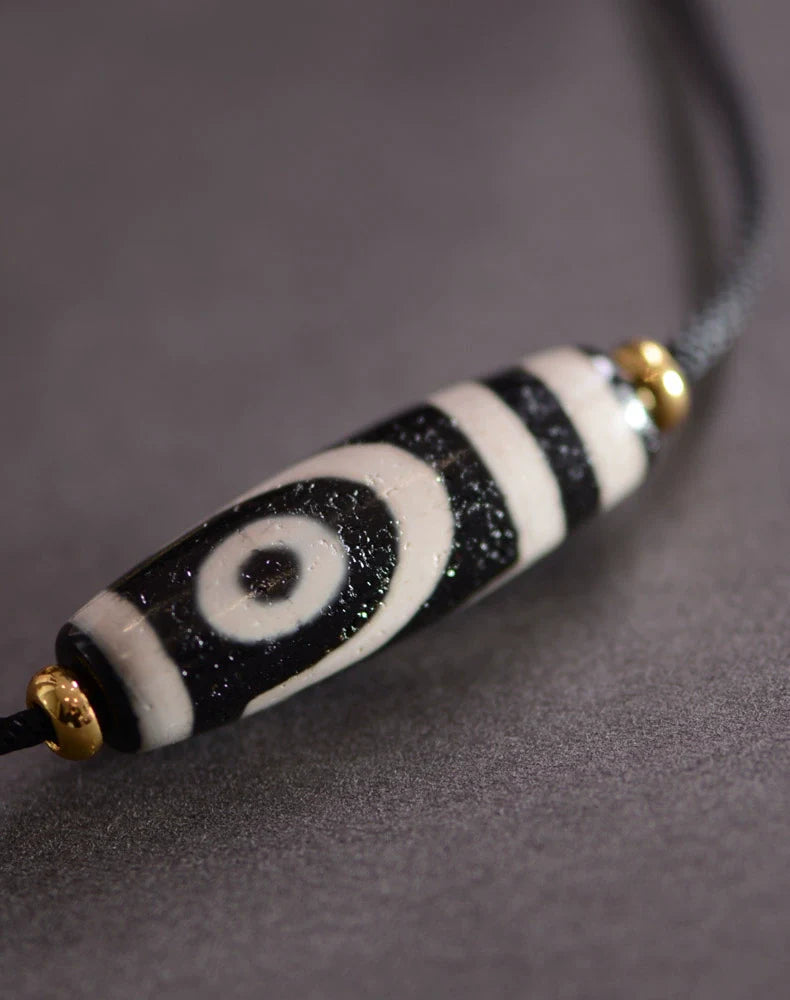 Tibetan Nine-Eyed Beads Pendant Unisex Dzi Beads Necklace