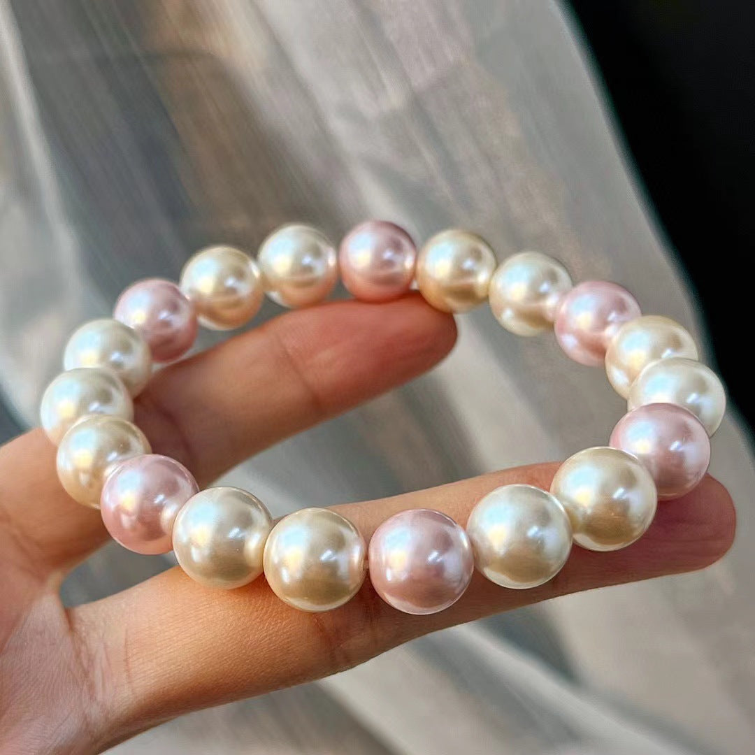 Vintage High Quality Faux Pearl Bracelet Warm Color Maillard Style Imitation Pearl Bracelet