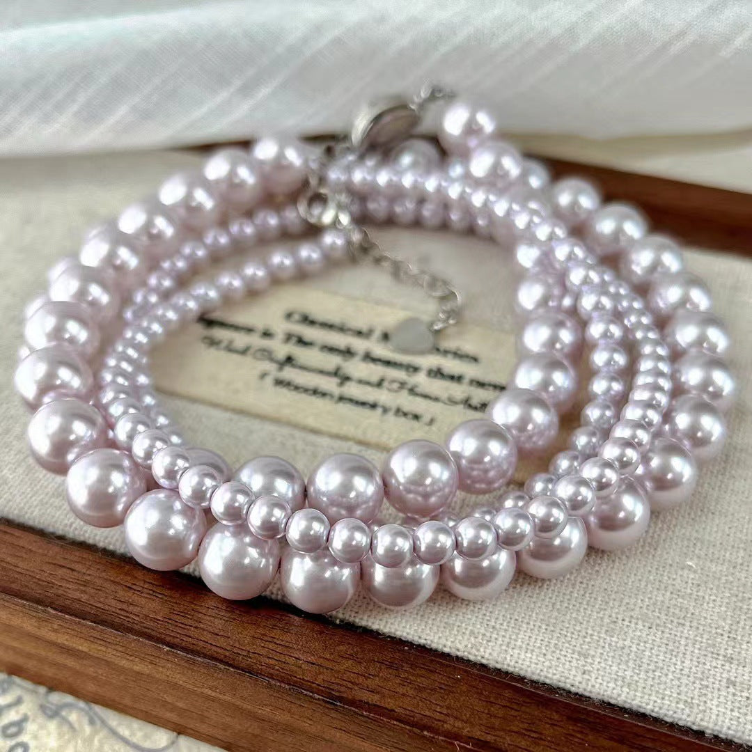 Vintage Artificial Pearl Necklace Large Millet Pearl Manta Rose Style for Women