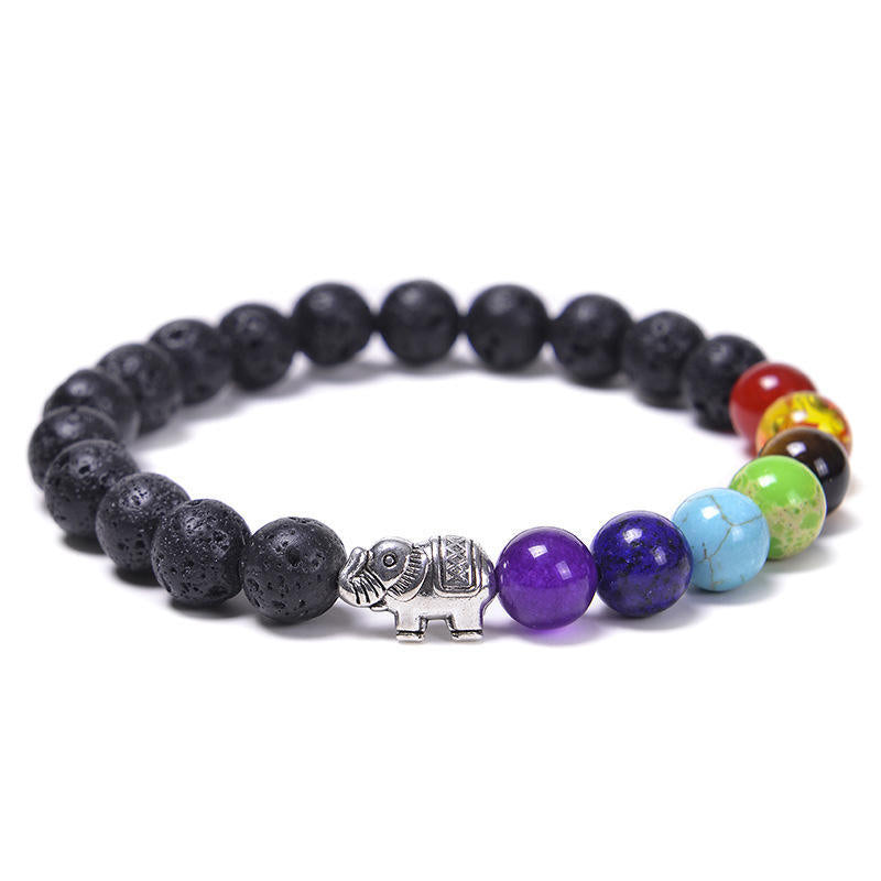 Bracelet d'énergie des chakras en pierre d'œil de tigre et obsidienne noire