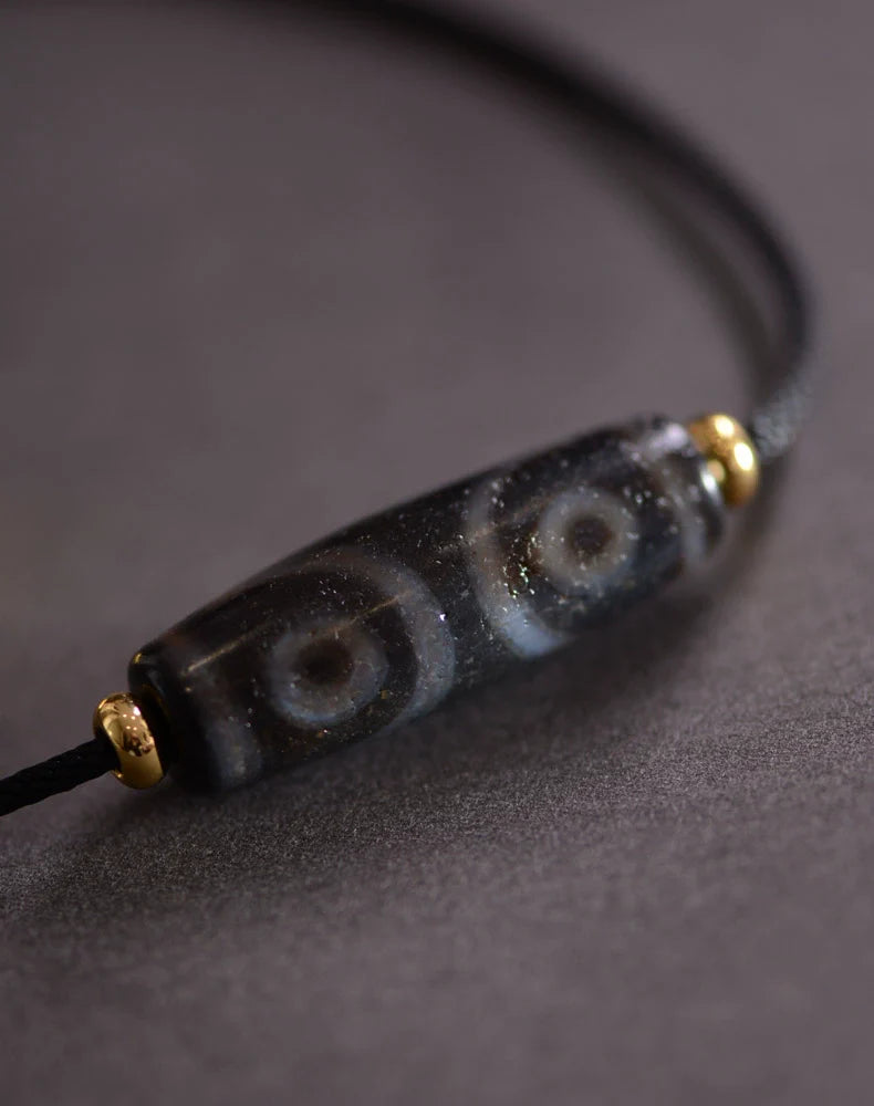 Tibetan Nine-Eyed Beads Pendant Unisex Dzi Beads Necklace