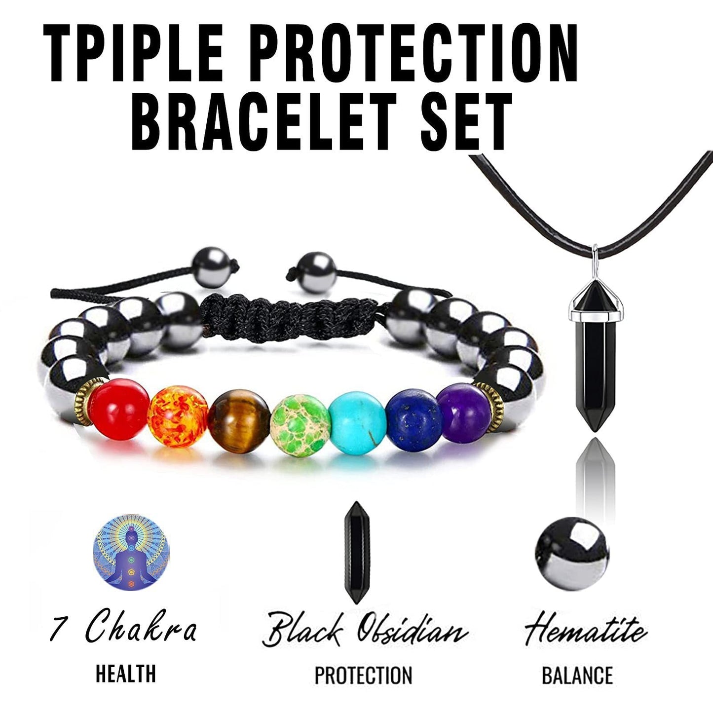 Seven Chakra Energy Bracelet Beaded Braided Healing Bracelet for Meditation