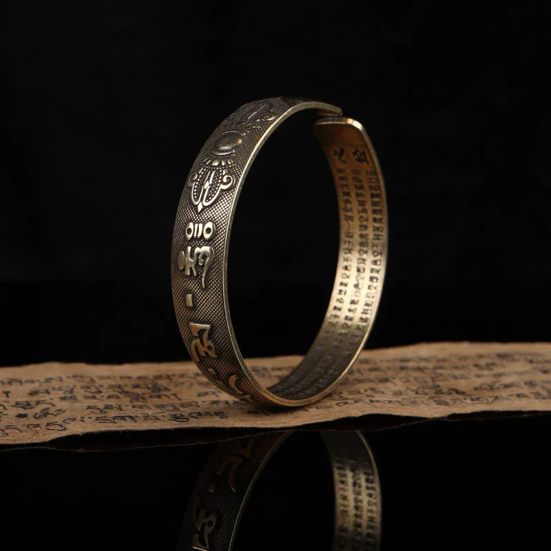 Tibetan Copper Bracelet Six-Syllable Mantra Vajra Pestle Bangle