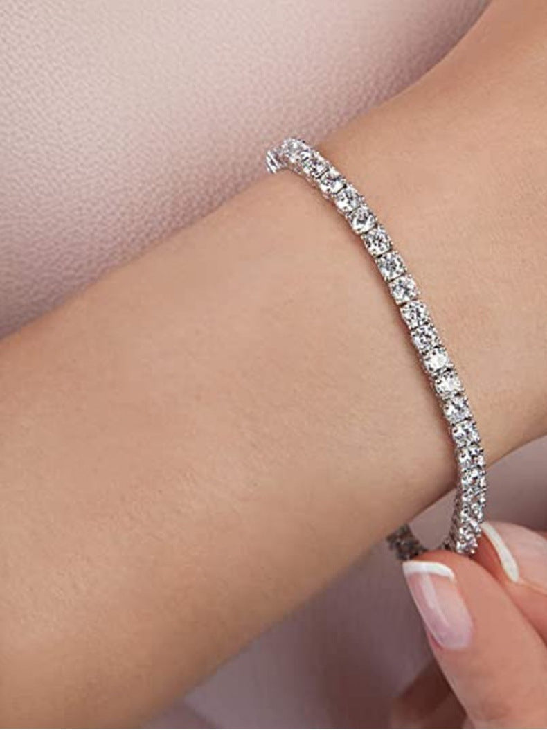 Plated Cubic Zirconia Classic Tennis Bracelet | Gold Bracelets for Women | 4mm CZ, Size 6.5-7.5 Inch