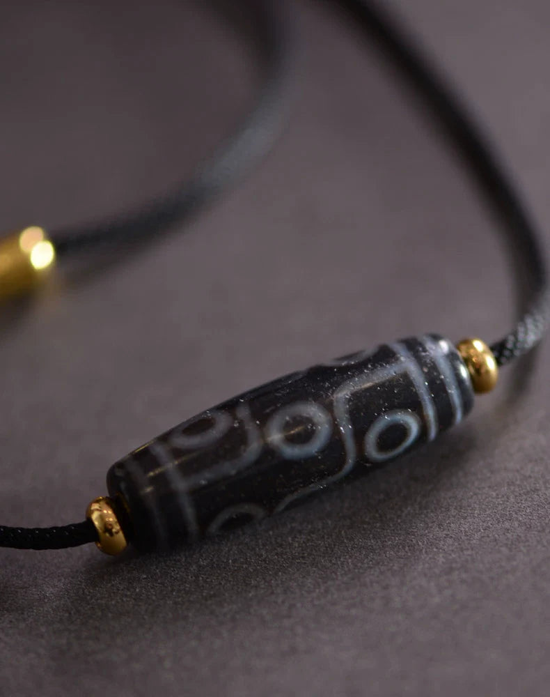Tibetan Nine-Eyed Beads Pendant Unisex Dzi Beads Necklace