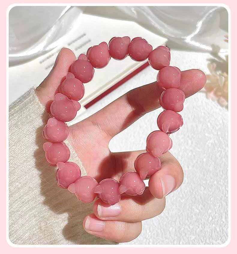 Bracelet Bodhi Ours Rose Fraise – 13 mm
