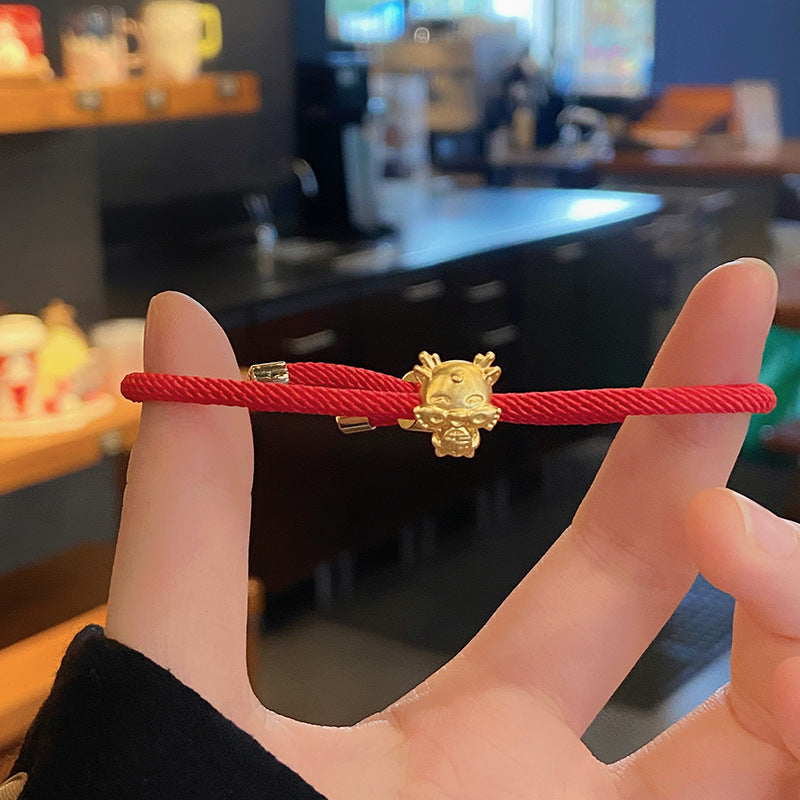 Bracelet à breloques dragon rouge - Chance, force, protection
