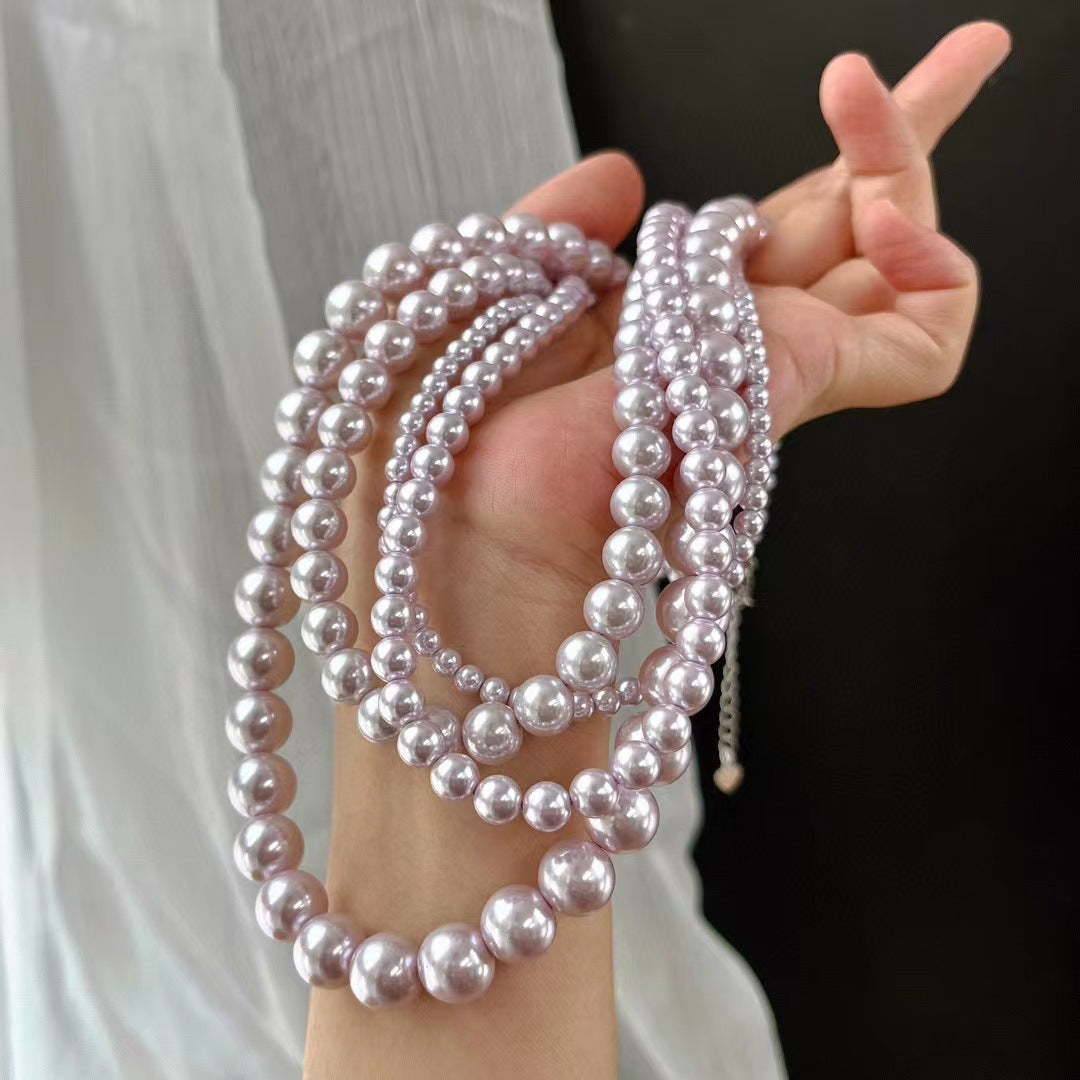 Vintage Artificial Pearl Necklace Large Millet Pearl Manta Rose Style for Women