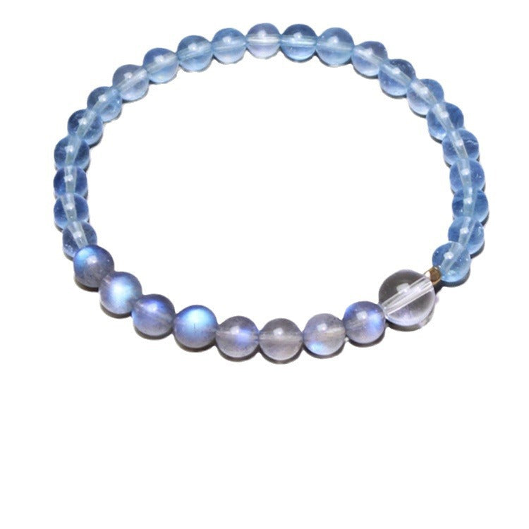 Bracelet aigue-marine fait main, perles et cristal pour femme