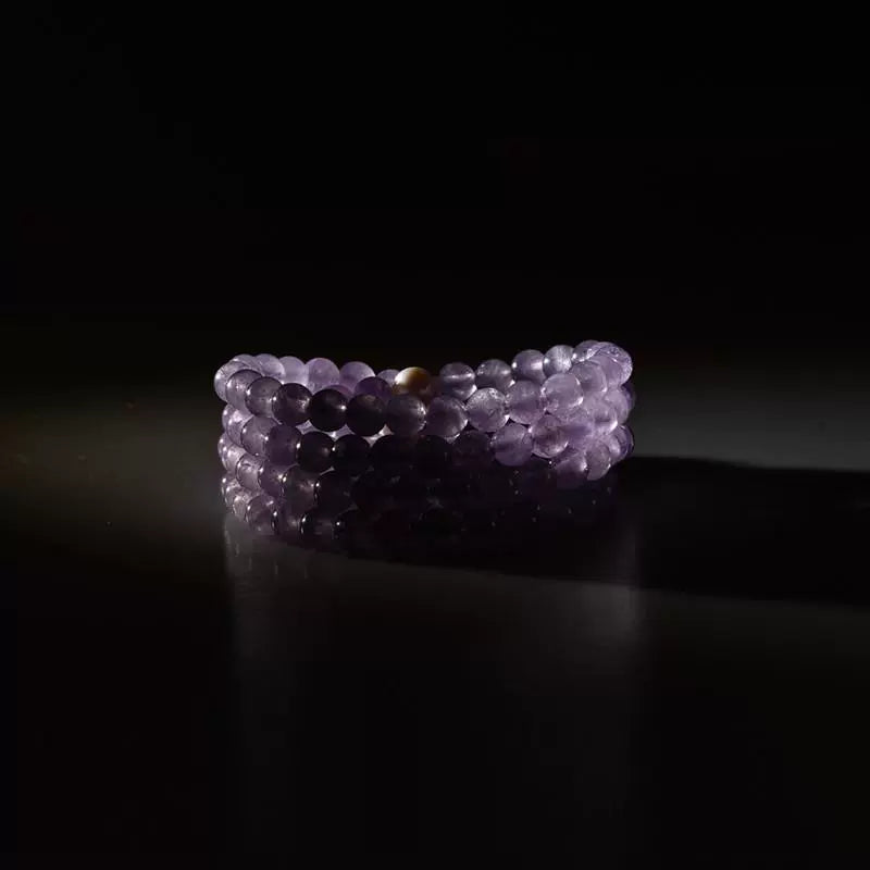 Mala 108 perles lavande améthyste de 7 mm avec perles d'eau douce