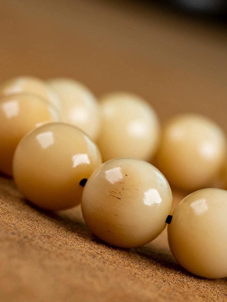 Natural Old Camel Bone Buddha Bead Bracelet 15-16mm