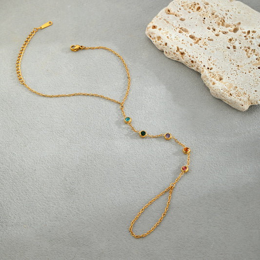 Chaîne de main avec pierres précieuses arc-en-ciel