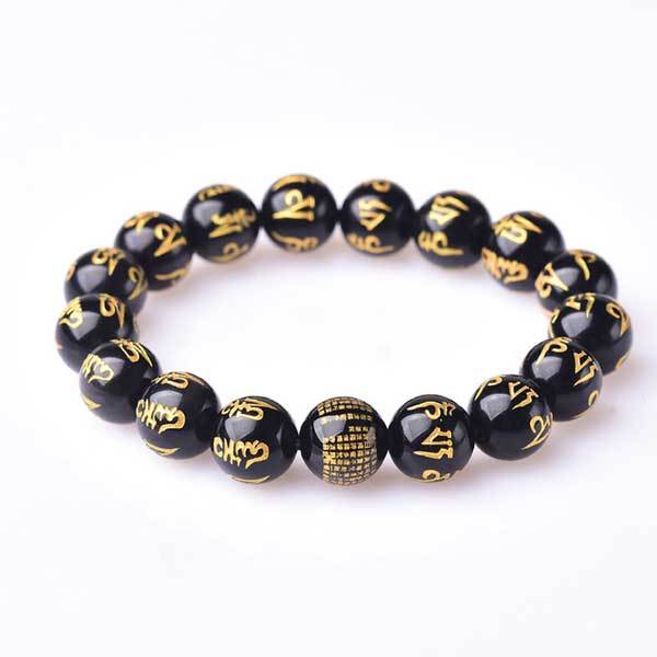 Bracelet Mantra Obsidienne Mani - Chance et Protection