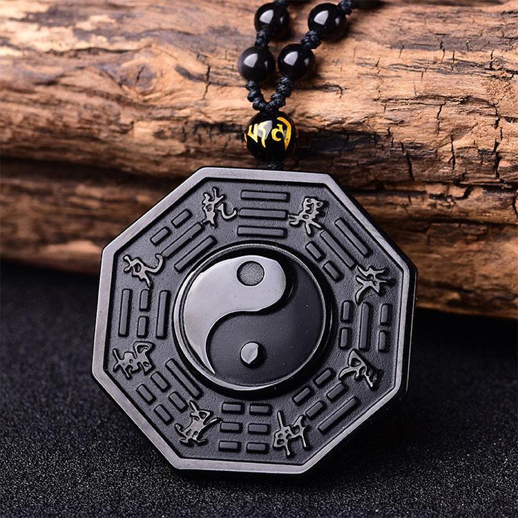 Obsidian Yin und Yang Halskette – Bagua Anhänger