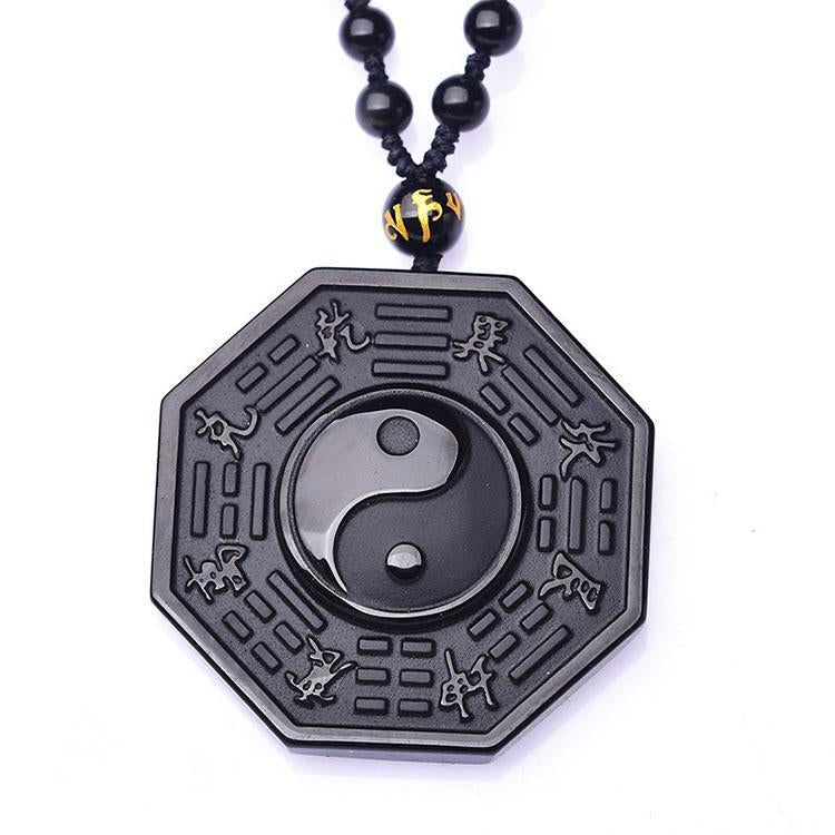Obsidian Yin und Yang Halskette – Bagua Anhänger