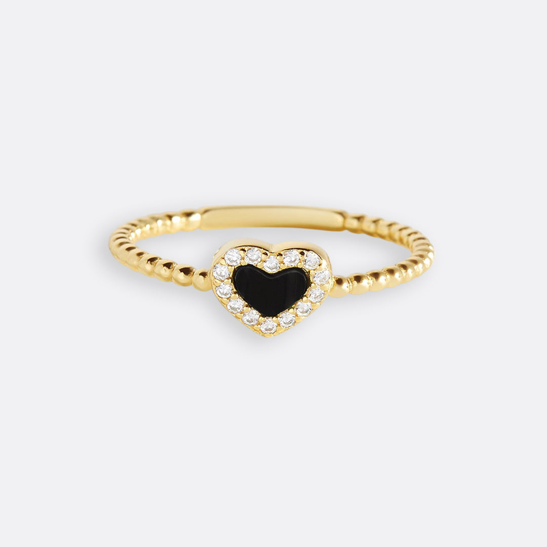Bague en forme de cœur avec petite pierre précieuse