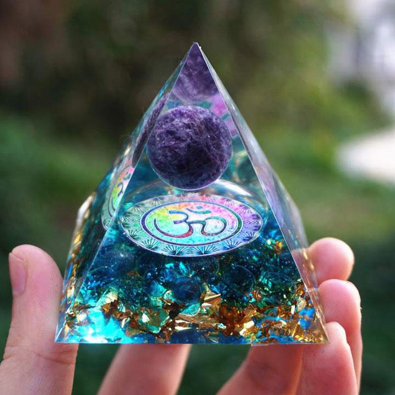 Pyramide d'orgonite en améthyste - Générateur d'énergie orgone