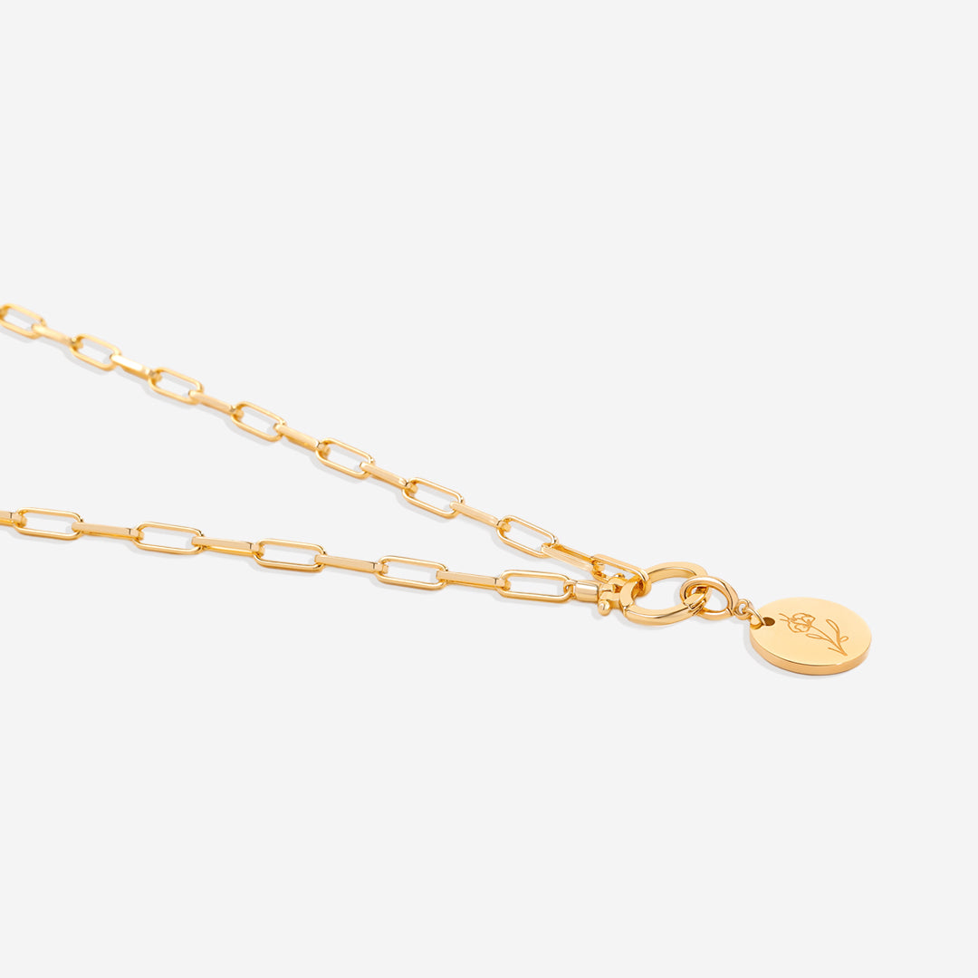 Breloque disque fleur de naissance gravée