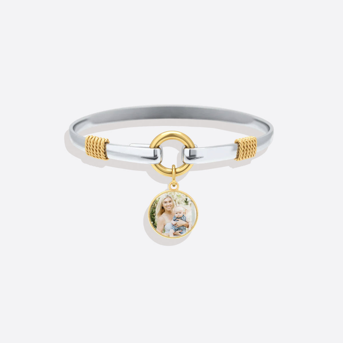 Personalized Photo Two-Tone Charm Bracelet