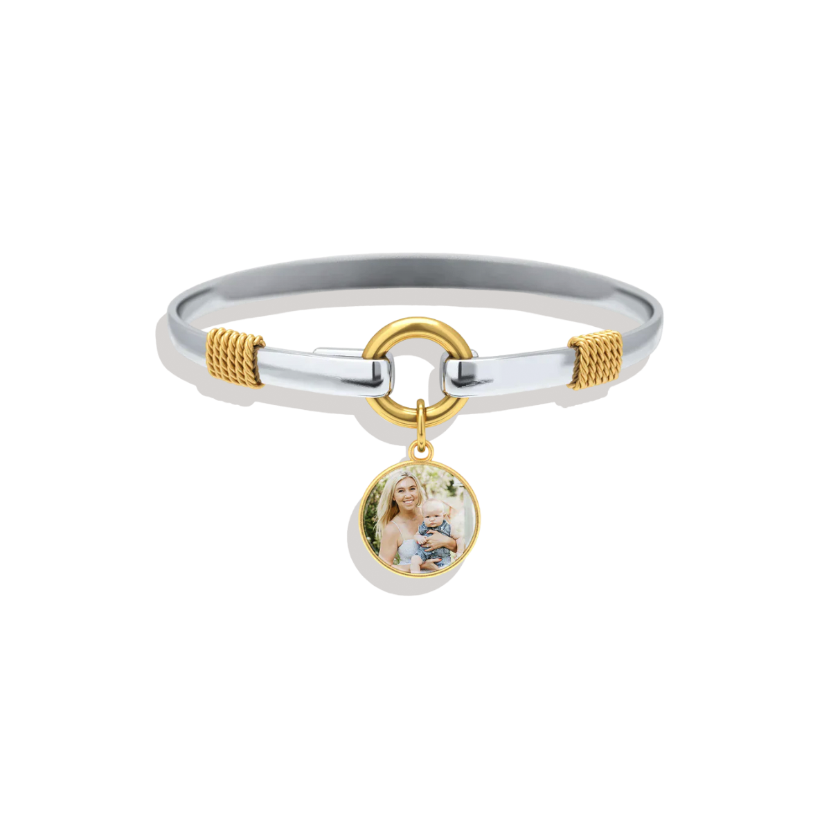 Personalized Photo Two-Tone Charm Bracelet