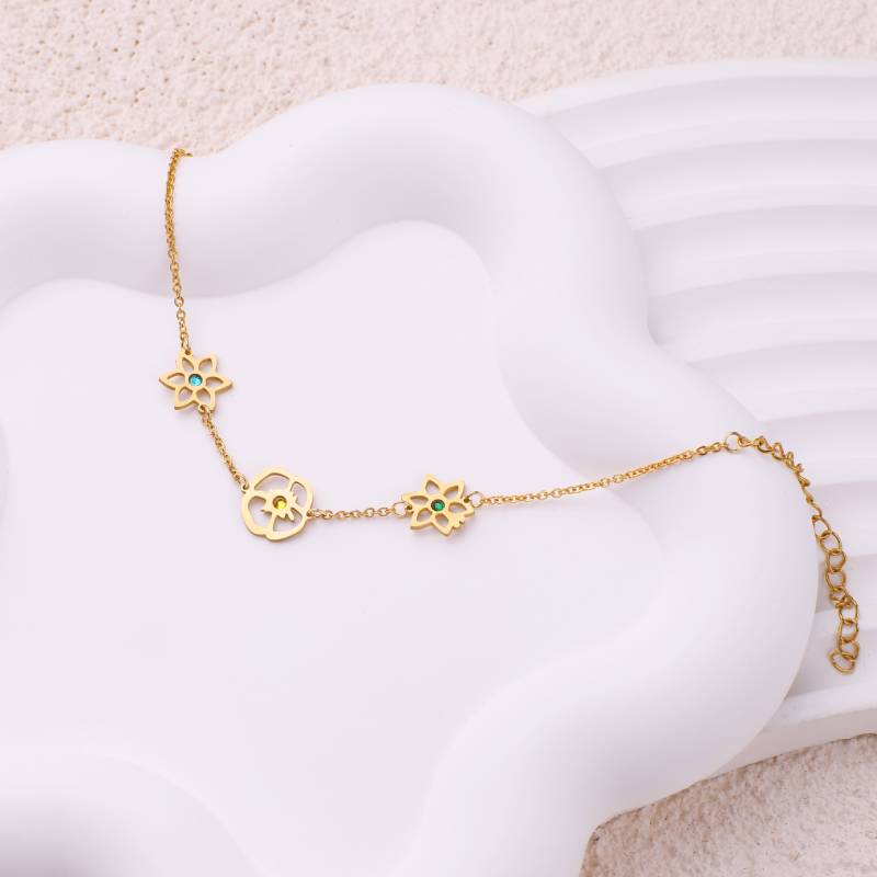 Personalized Birth Flower Charm Bracelet