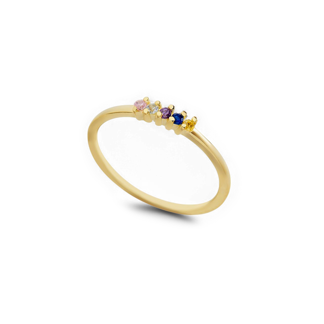 Personalized Dainty Birthstones Ring