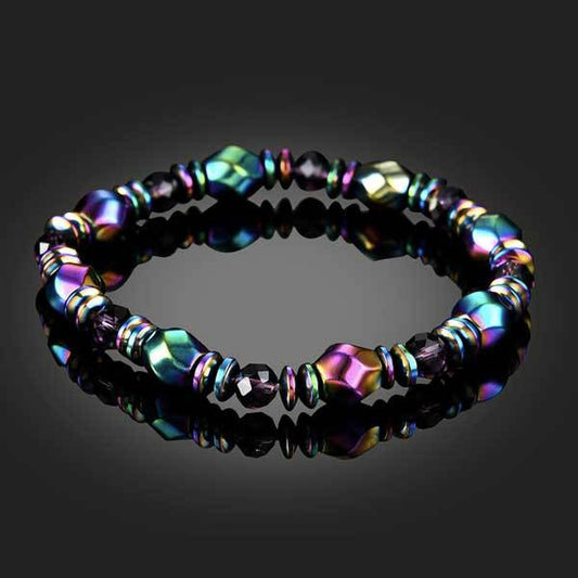 Bracelet de bien-être magnétique en hématite arc-en-ciel