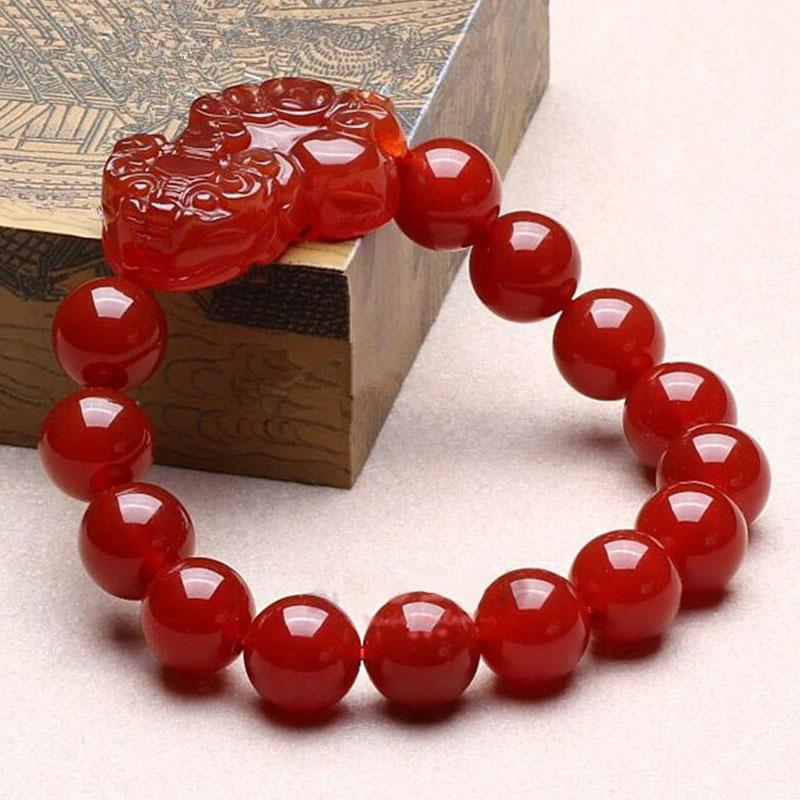 Bracelet Pixiu en agate rouge - Préserver sa richesse
