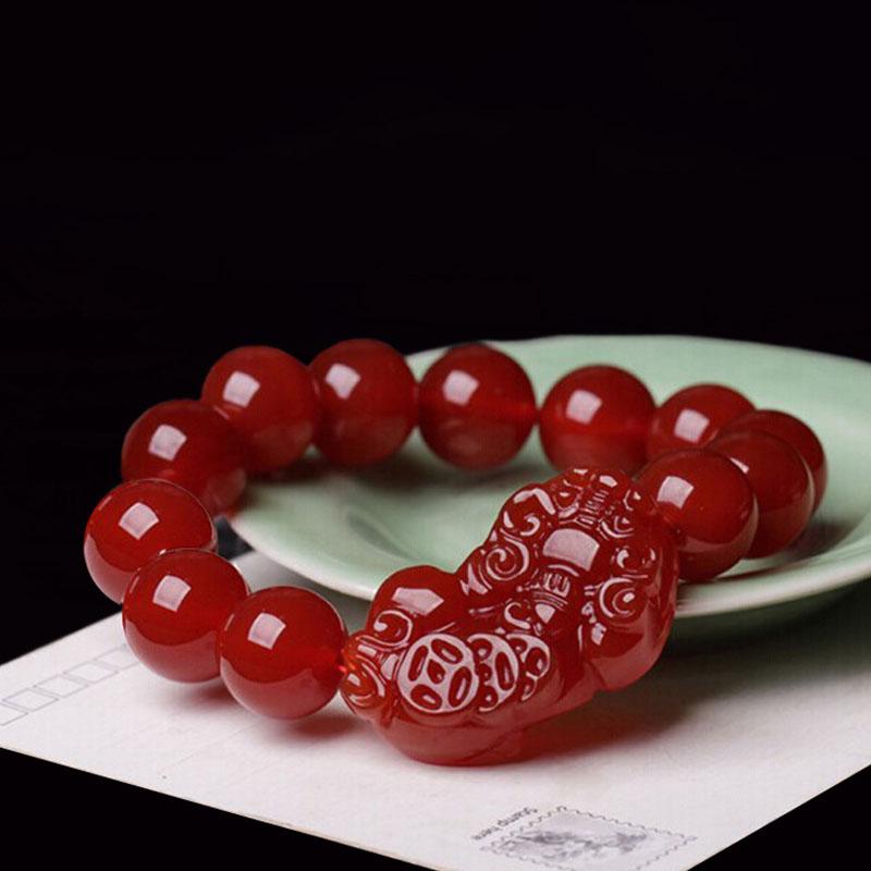Bracelet Pixiu en agate rouge - Préserver sa richesse