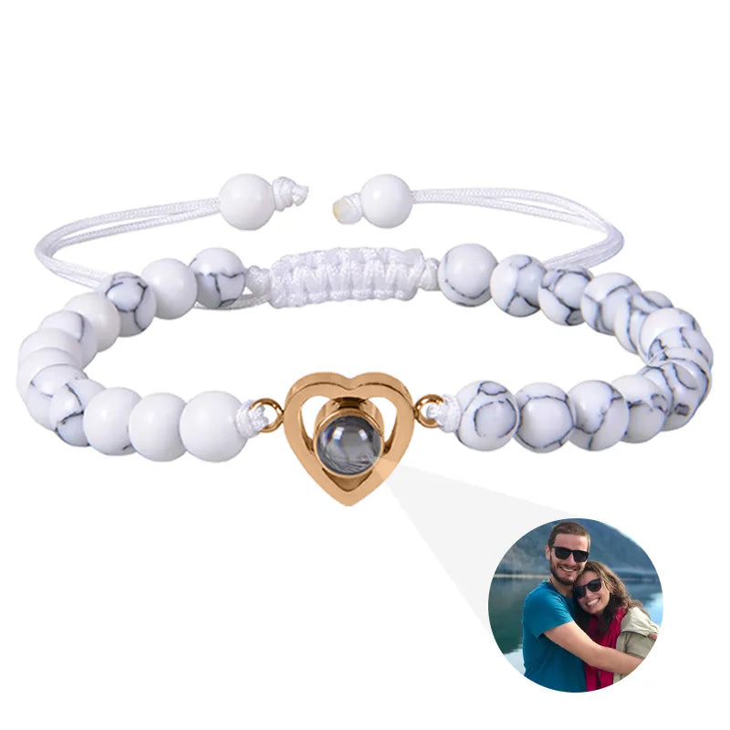 Beaded Heart Photo Bracelet