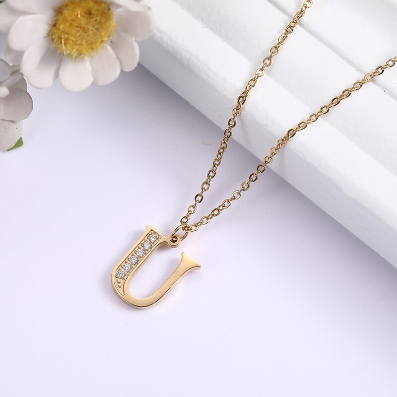 Collier satellite avec lettres en cristal