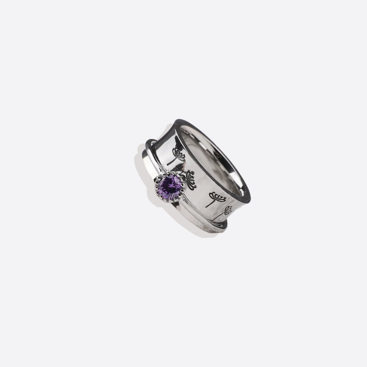 Bague Fidget Spinning Pissenlit Argent Pierre de Naissance