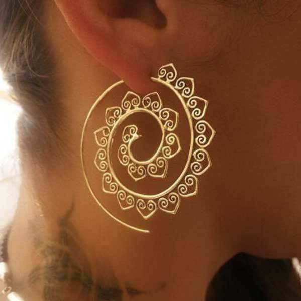 Créoles Hippie Spirales - Grandes Boucles d'Oreilles Tendance