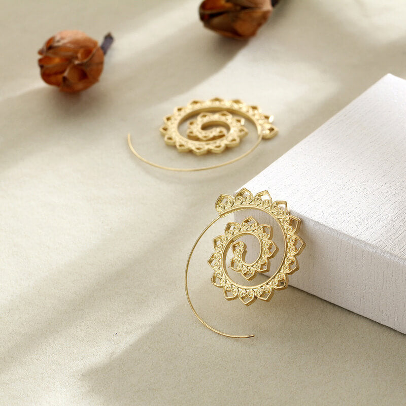 Créoles Hippie Spirales - Grandes Boucles d'Oreilles Tendance