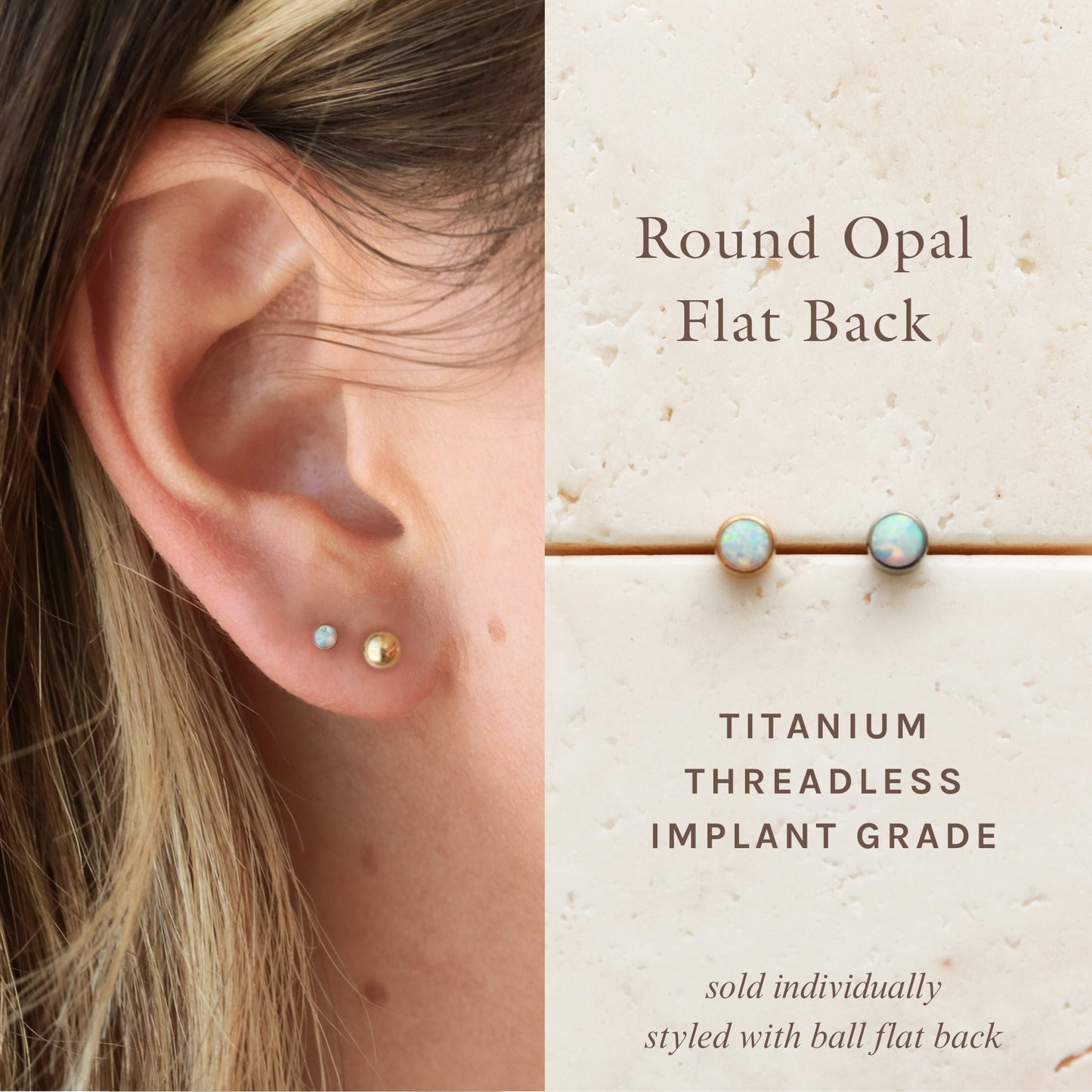 Opale ronde - Dos plat en titane