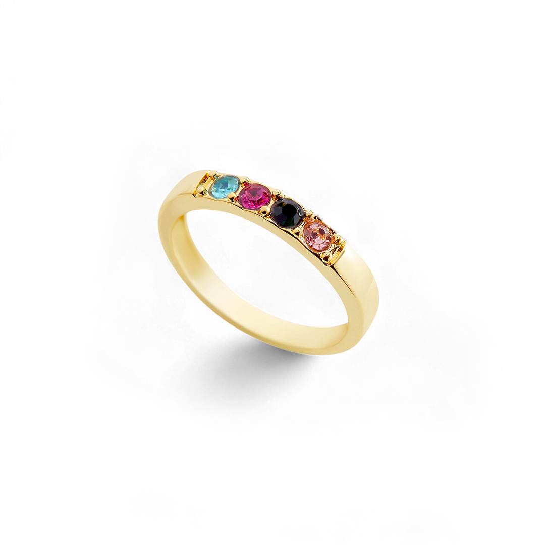 Bague empilable avec pierres de naissance