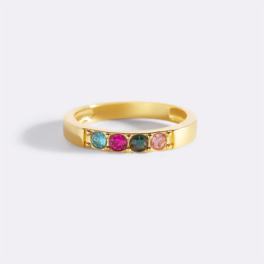 Bague empilable avec pierres de naissance