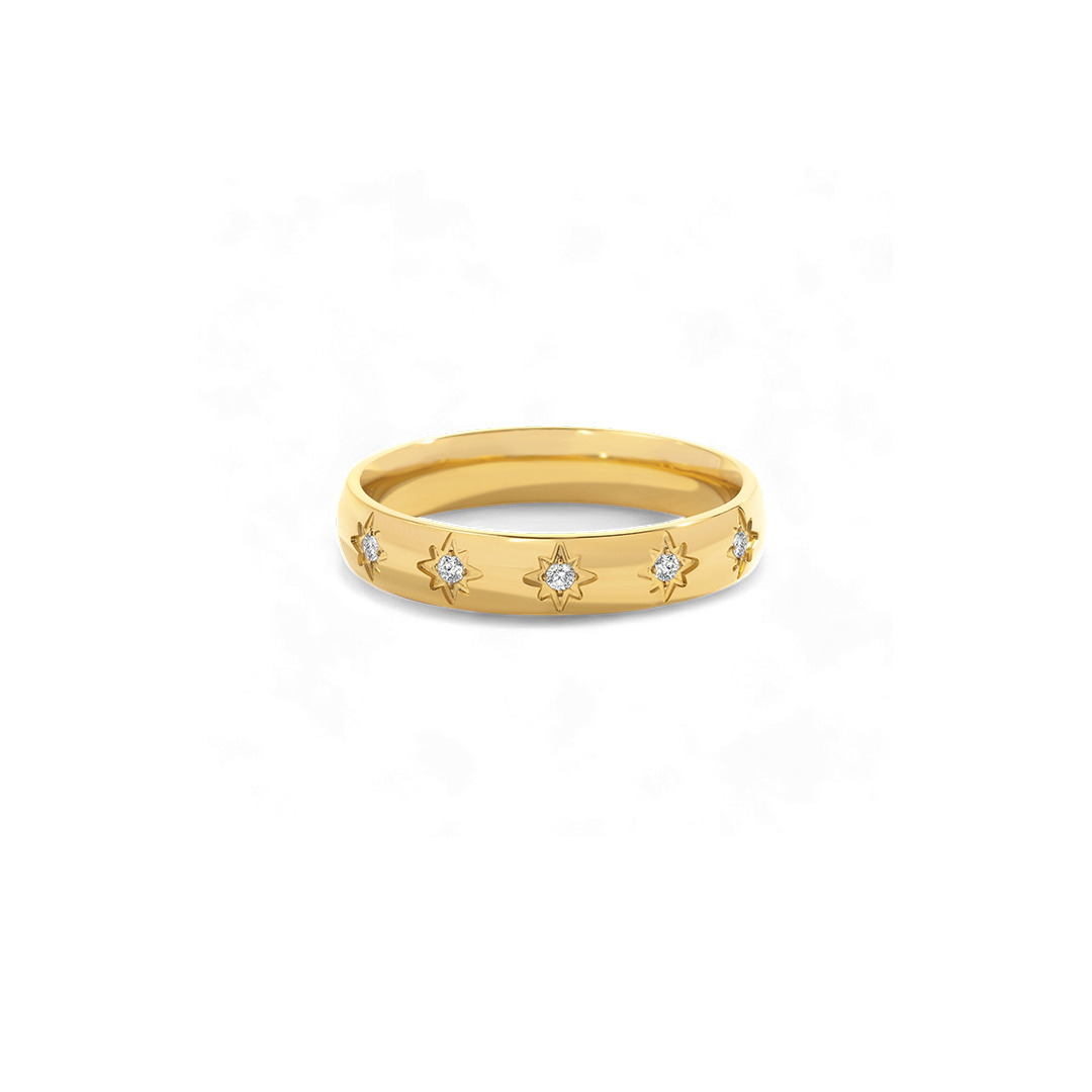 Bague empilable sertie d'étoiles