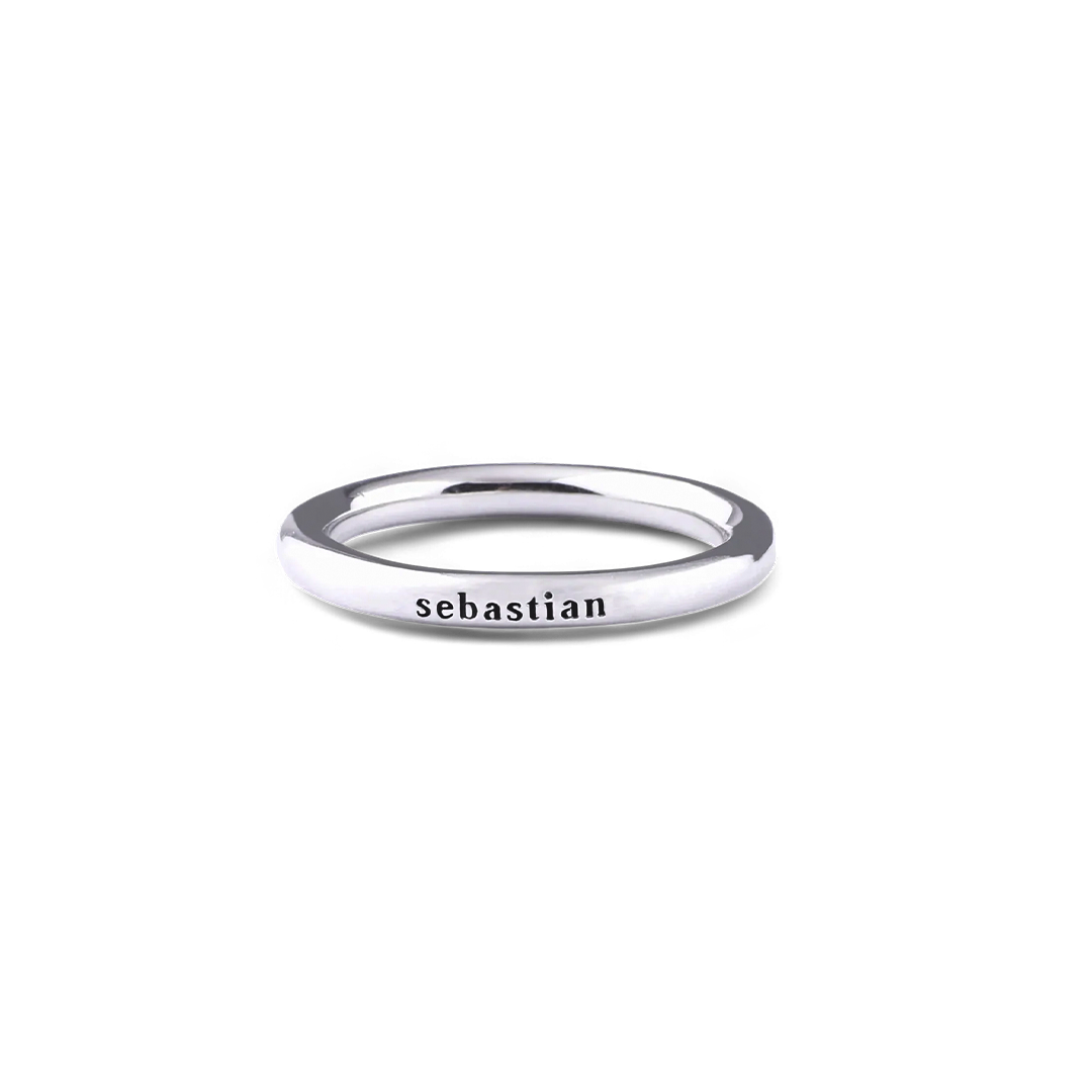 Sterling Silver Stamped Stackable Name Ring