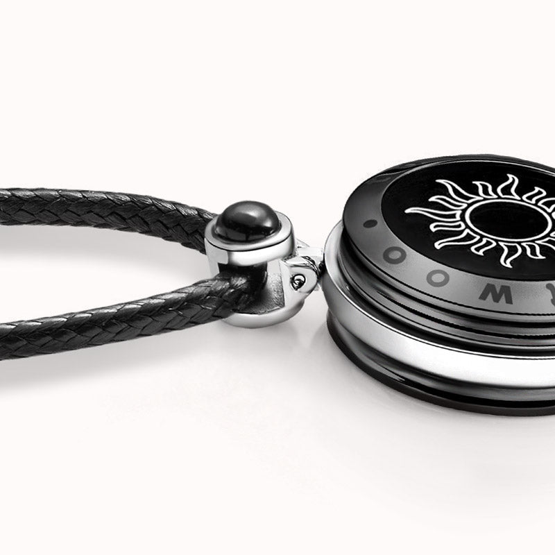 Colliers Soleil et Lune Touch avec Agate (Soleil Noir + Lune Or Rose)