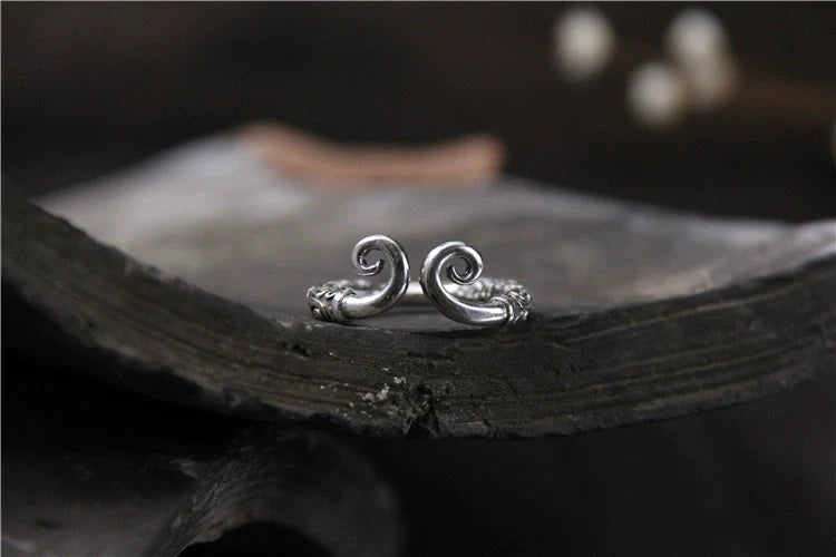 Bague rétro thaïlandaise en argent S925, style Sun Wukong, anneau ouvert pour homme