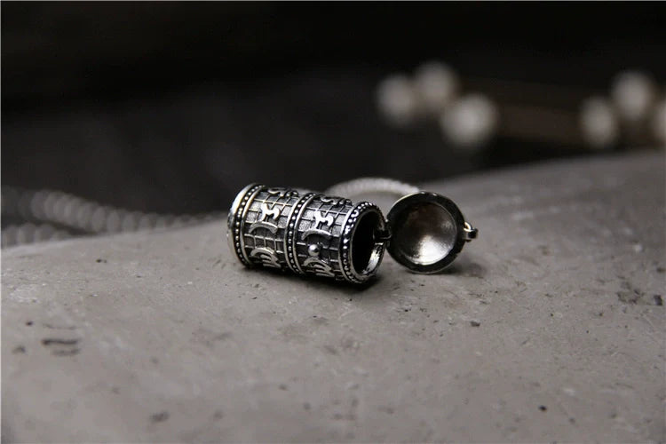 Pendentif rétro en argent sterling S925, pendentif boîte Mantra Gawu à six caractères