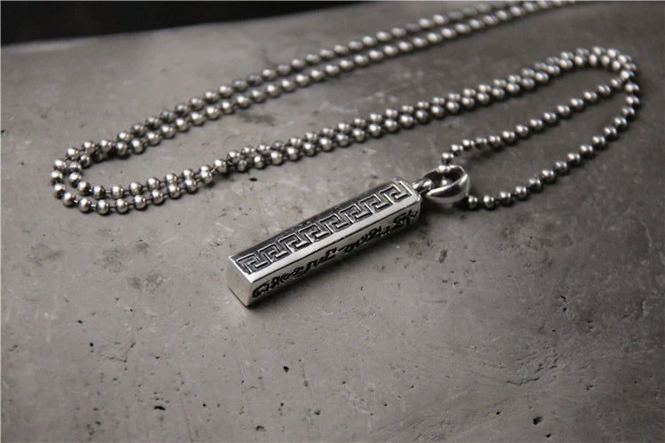 S925 Sterling Silver Sanskrit Six Character Mantra Pendant