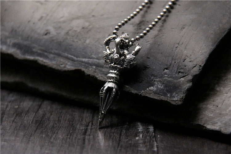 S925 Sterling Silver Personalized Necklace Pendant Elephant Trunk God of Wealth Vajra Pestle Pendant